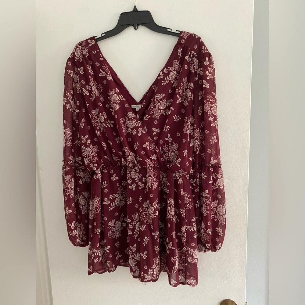 Charlotte Russe Long Sleeve Floral Romper